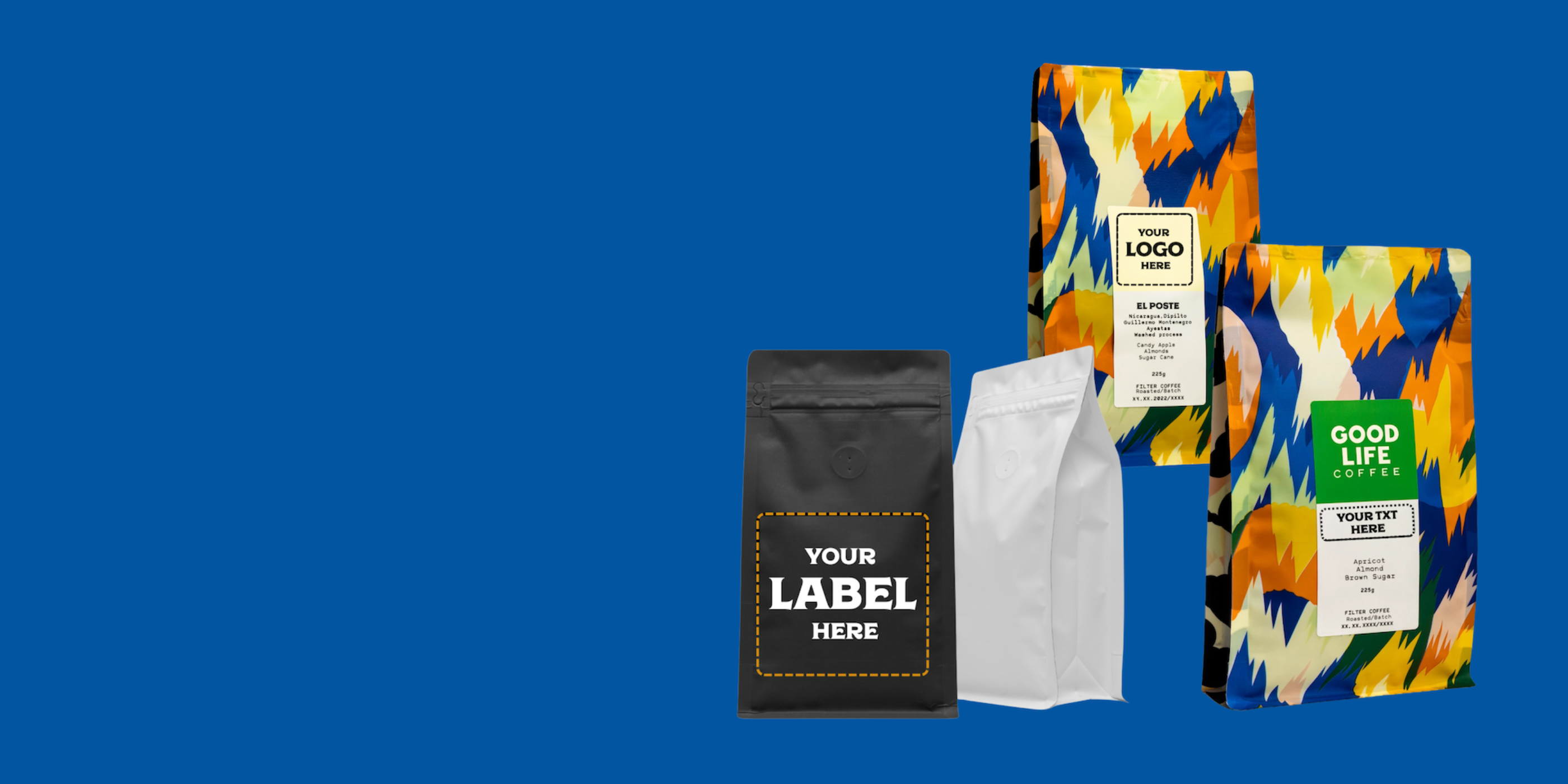 private label esimerkkejä kahvipusseista.